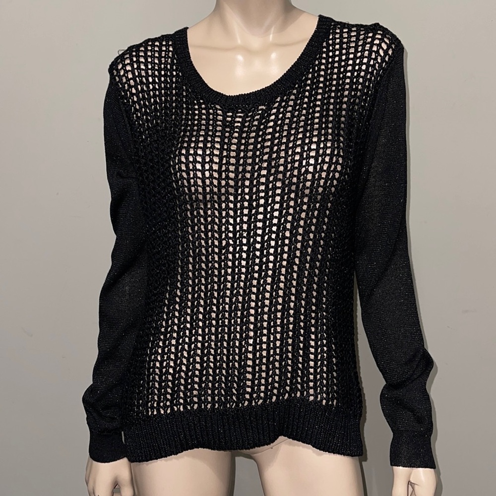 Black crewneck Open knit Sweater M
